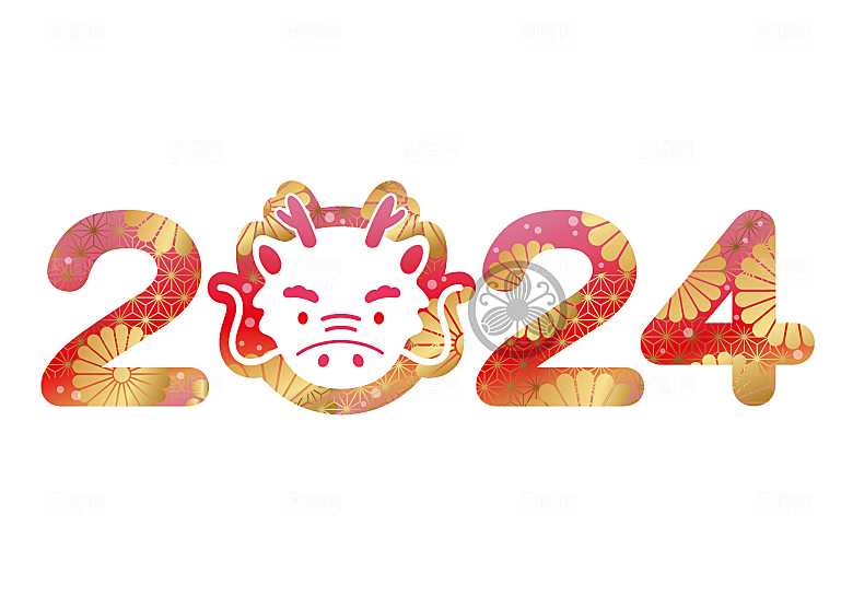中国风龙纹龙年吉祥双龙戏珠蛟龙神兽