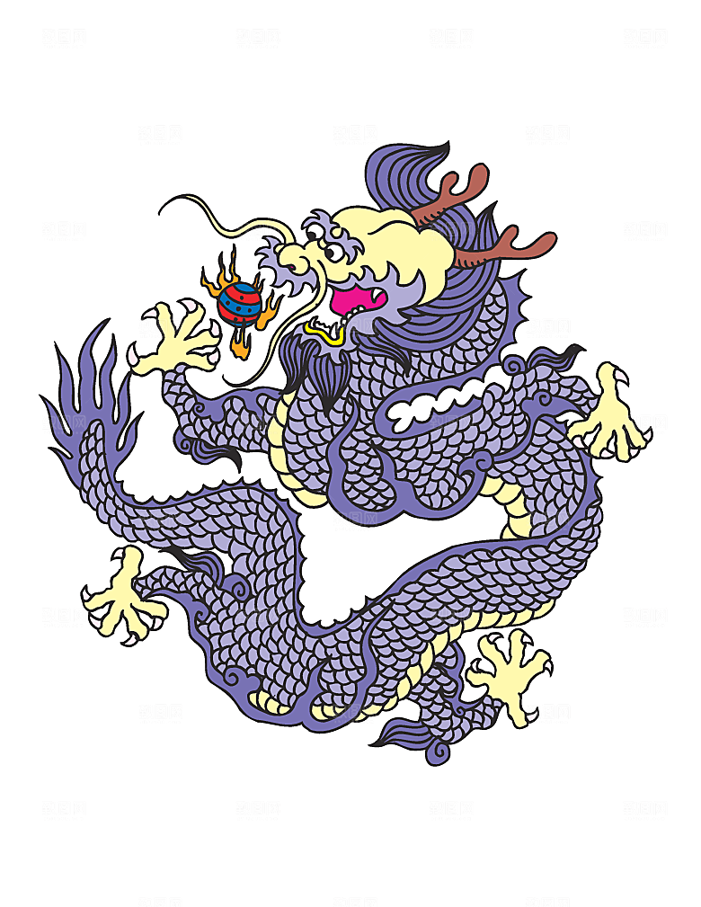 中国风龙纹龙年吉祥双龙戏珠蛟龙神兽新年图