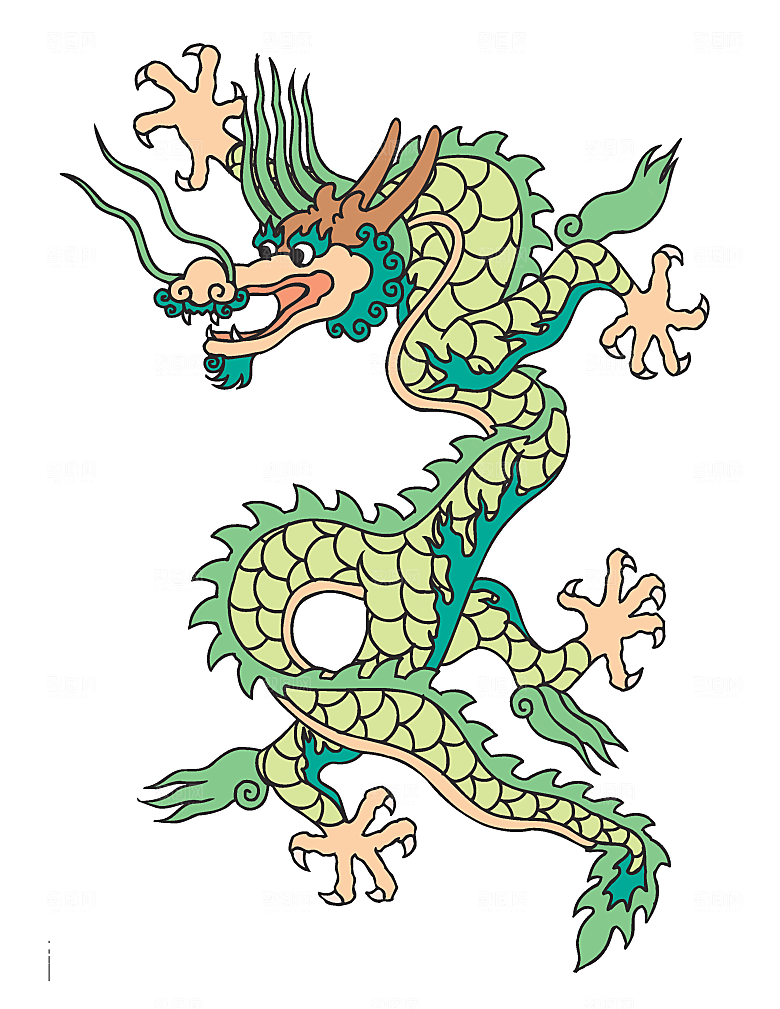 中国风龙纹龙年吉祥双龙戏珠蛟龙神兽新年图