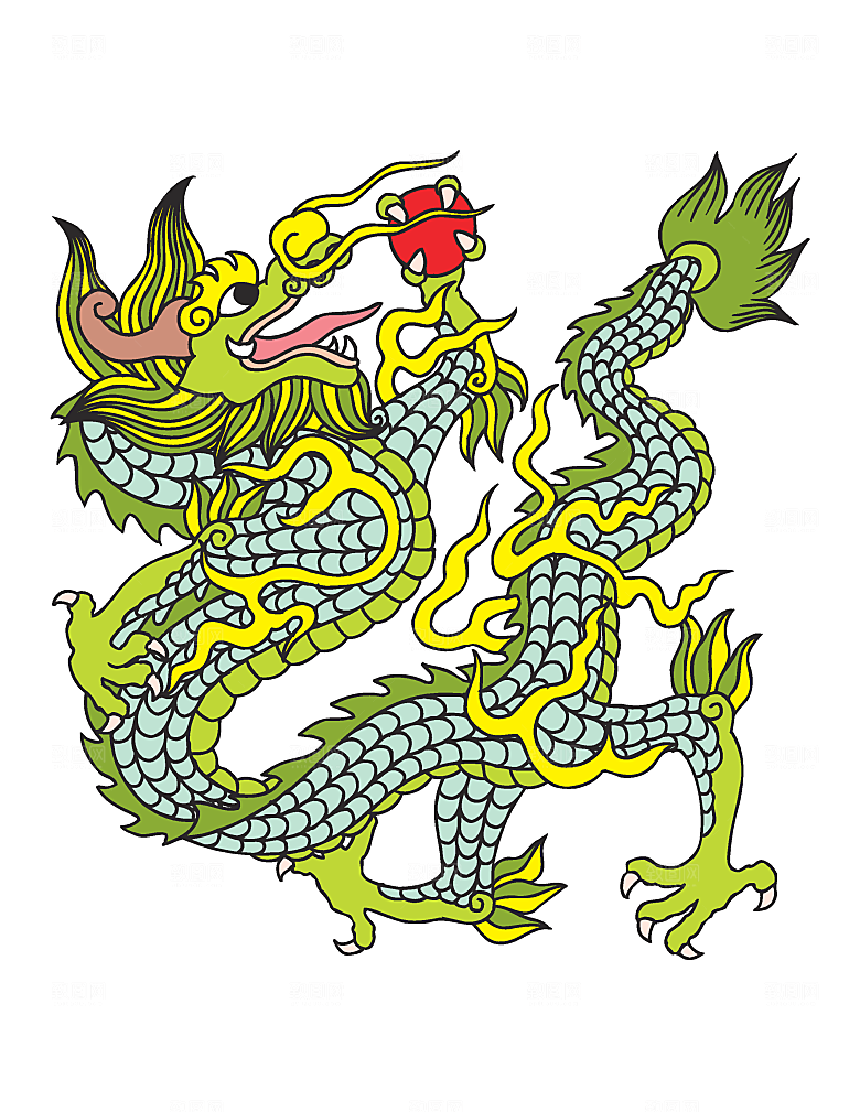 中国风龙纹龙年吉祥双龙戏珠蛟龙神兽新年图
