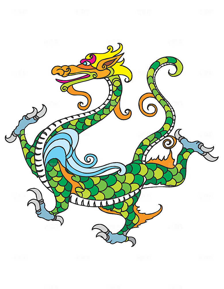 中国风龙纹龙年吉祥双龙戏珠蛟龙神兽新年图