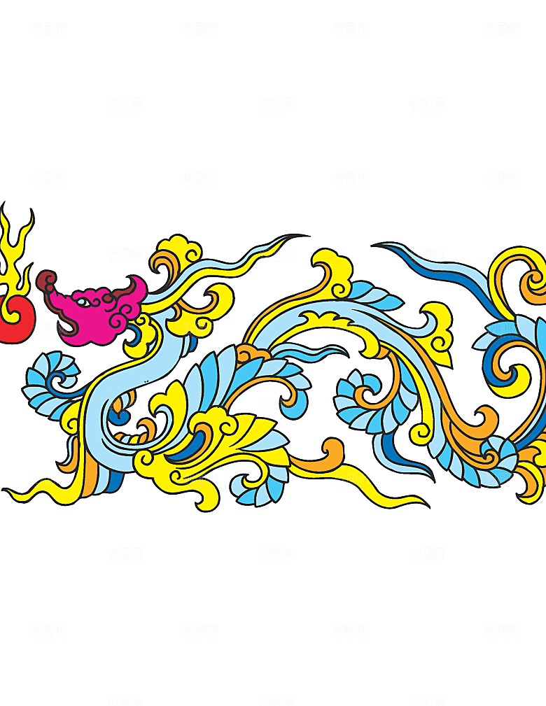 中国风龙纹龙年吉祥双龙戏珠蛟龙神兽新年图