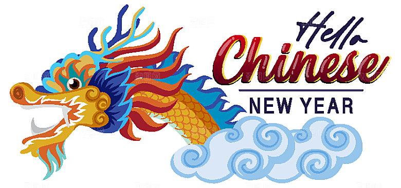 中国风龙纹龙年吉祥双龙戏珠蛟龙神兽