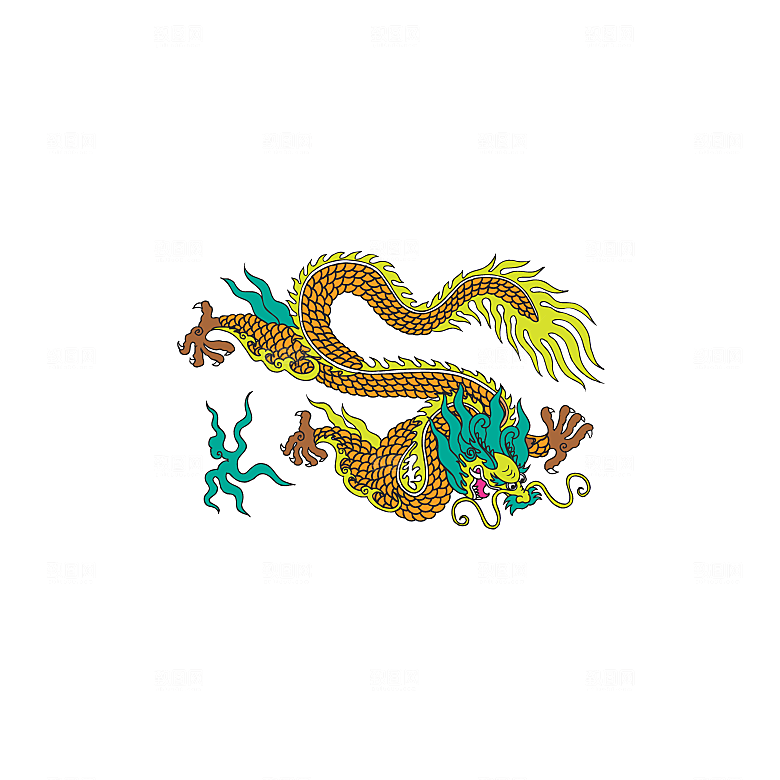中国风龙纹龙年吉祥双龙戏珠蛟龙神兽
