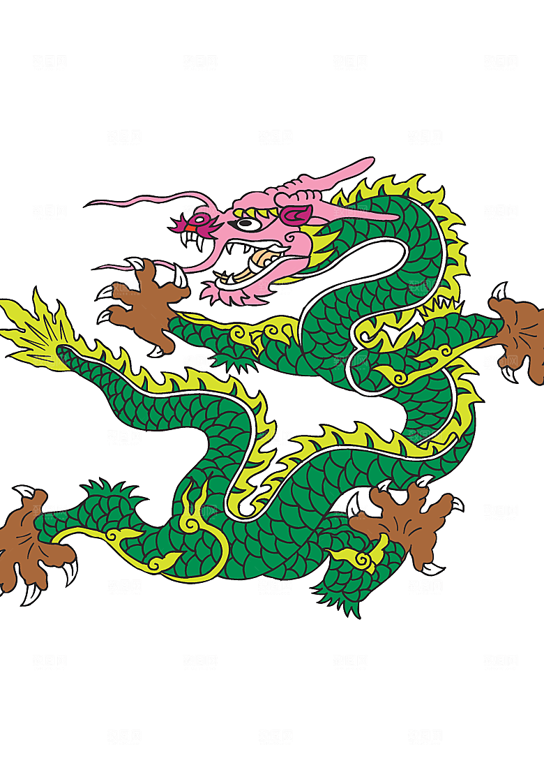 中国风龙纹龙年吉祥双龙戏珠蛟龙神兽