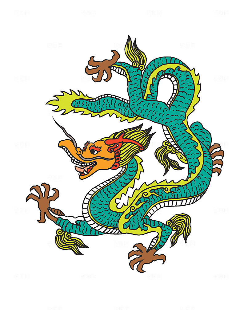 中国风龙纹龙年吉祥双龙戏珠蛟龙神兽