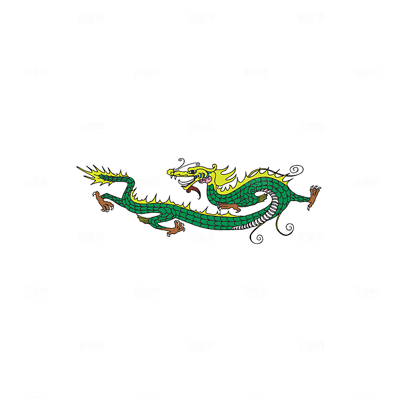 中国风龙纹龙年吉祥双龙戏珠蛟龙神兽