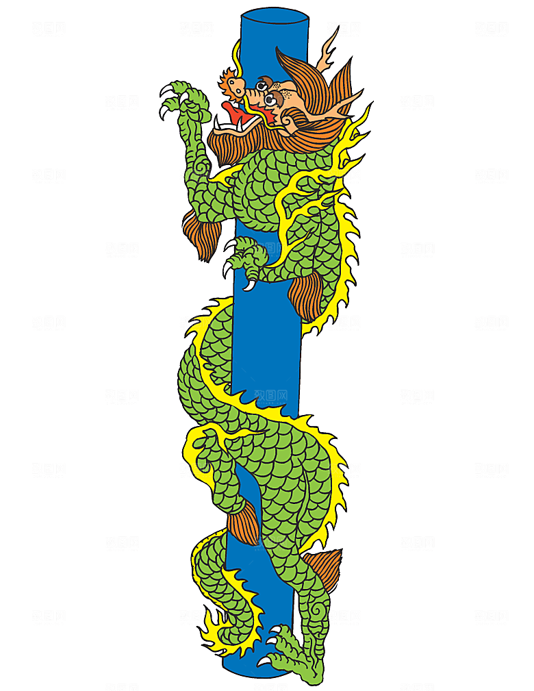 中国风龙纹龙年吉祥双龙戏珠蛟龙神兽新年图