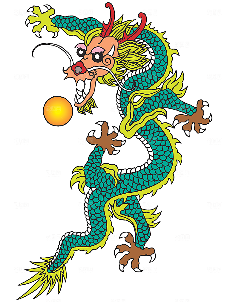 中国风龙纹龙年吉祥双龙戏珠蛟龙神兽新年图
