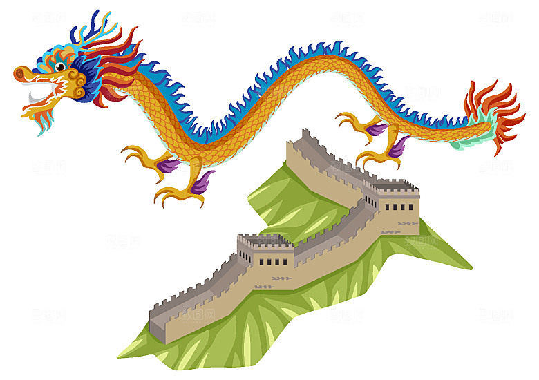 中国风龙纹龙年吉祥双龙戏珠蛟龙神兽新年图