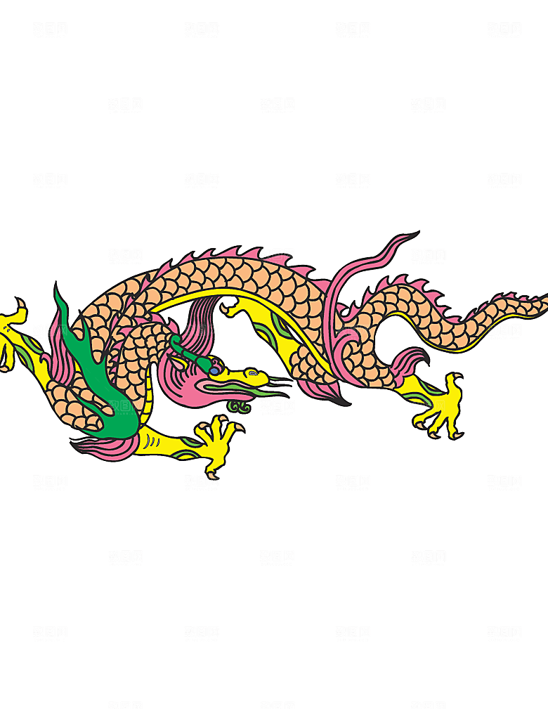 中国风龙纹龙年吉祥双龙戏珠蛟龙神兽新年图