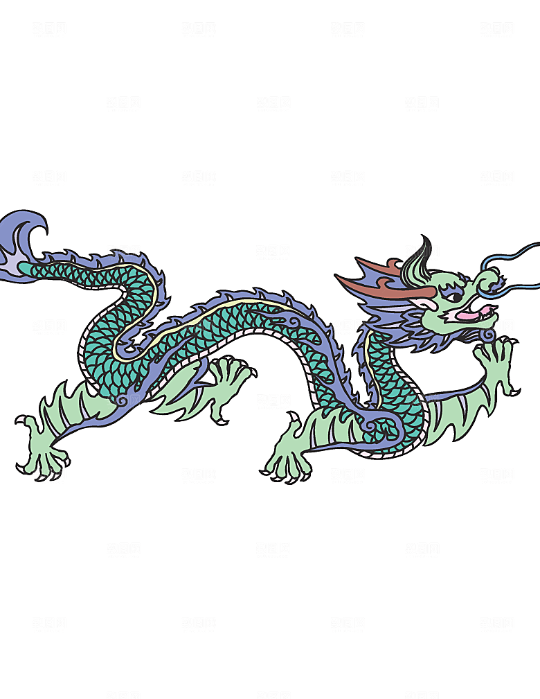中国风龙纹龙年吉祥双龙戏珠蛟龙神兽新年图