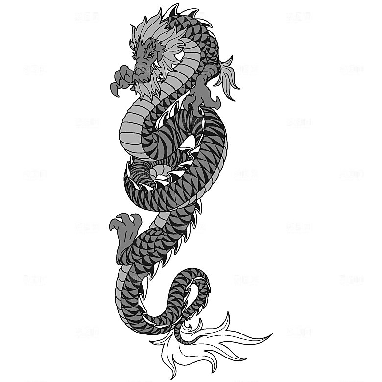 中国风龙纹龙年吉祥双龙戏珠蛟龙神兽新年图
