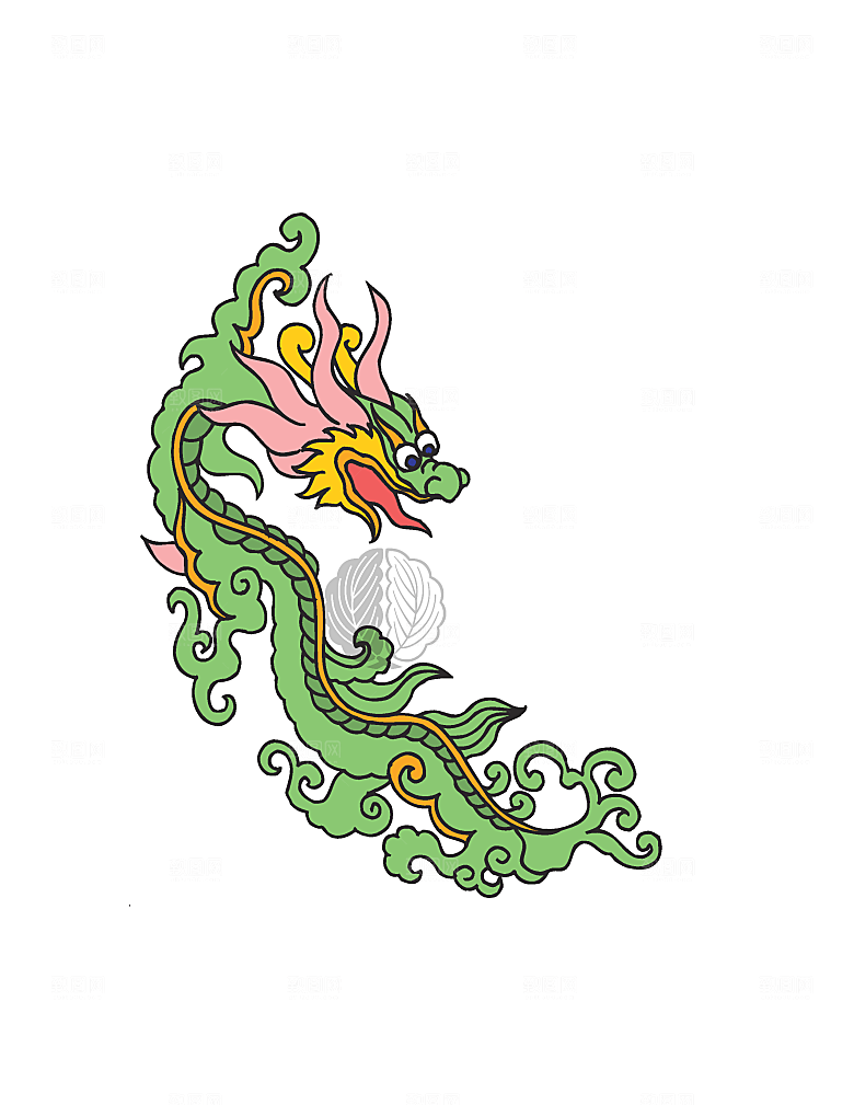 中国风龙纹龙年吉祥双龙戏珠蛟龙神兽新年图