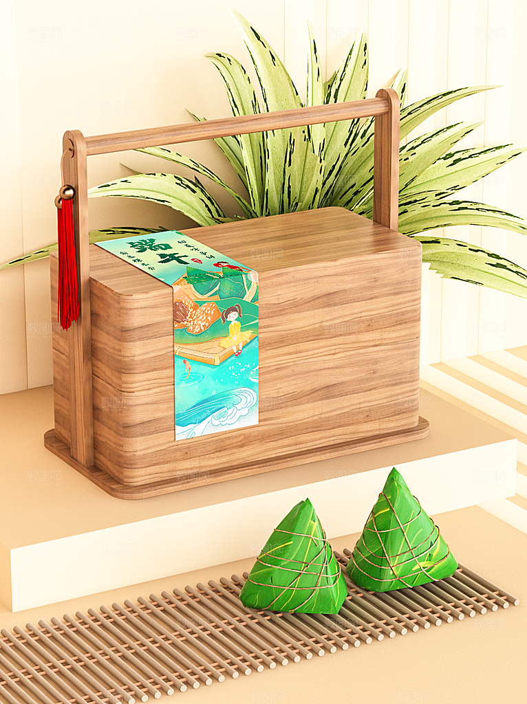 端午节粽子3D高档礼盒样机包装