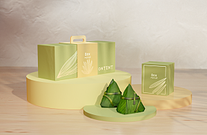 端午节粽子3D高档礼盒包装样机