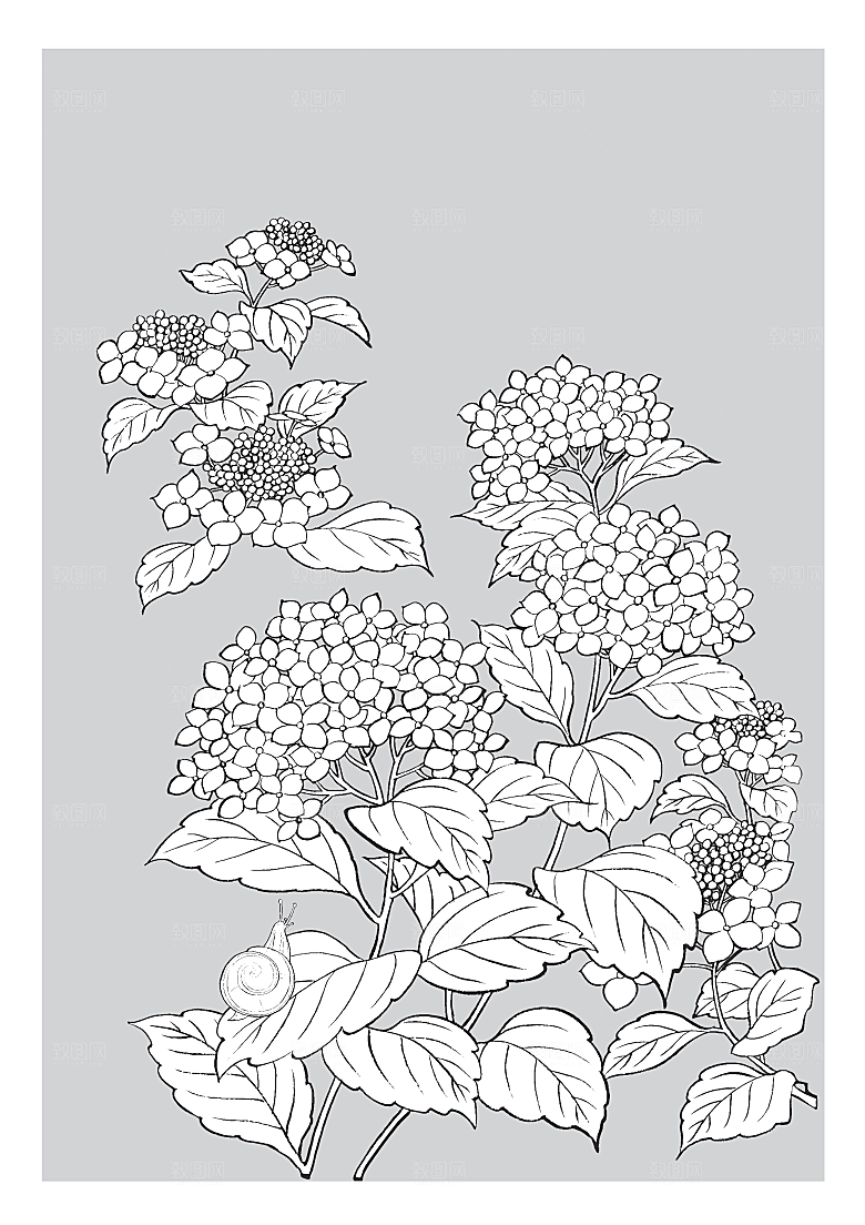 矢量线条手绘鲜花素材