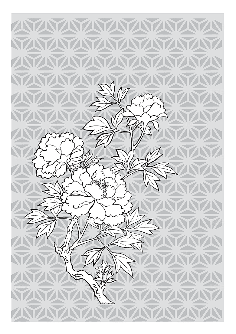 矢量鲜花日系线条花朵