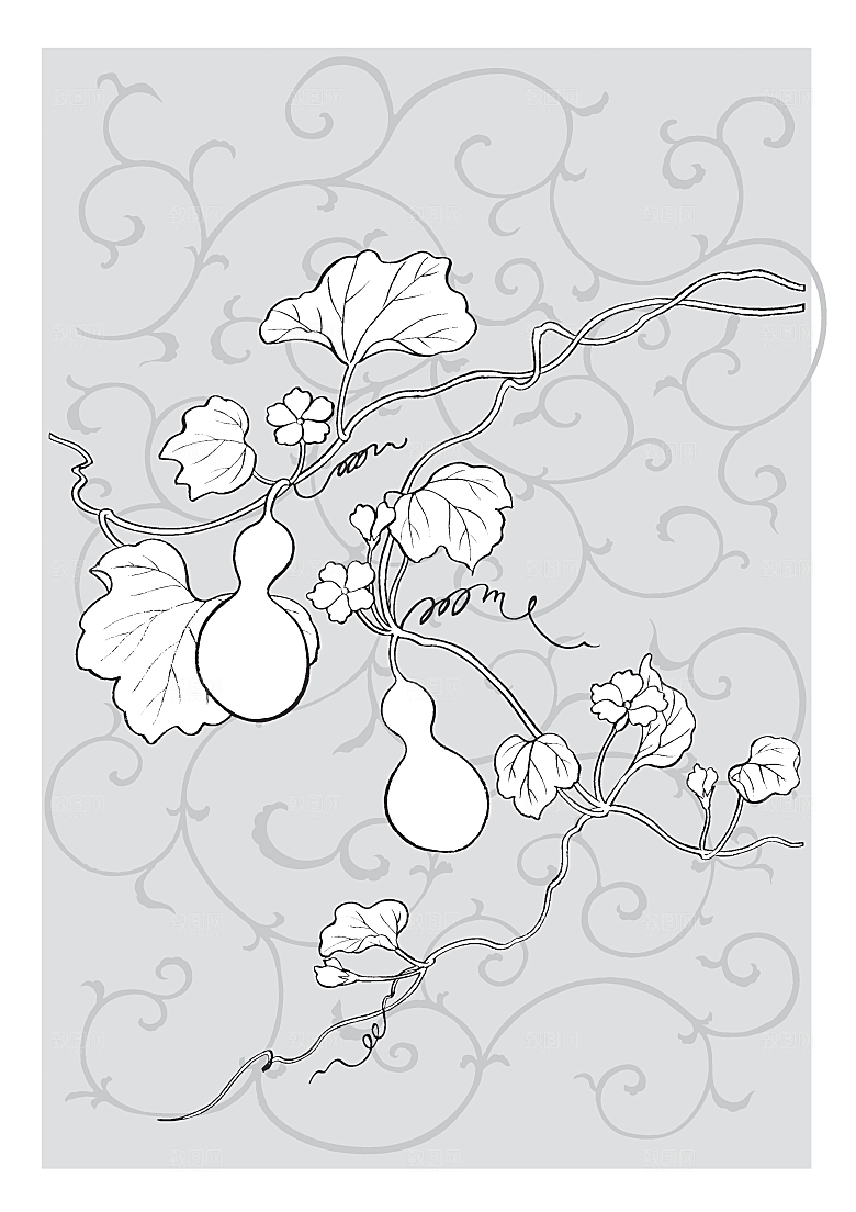 矢量鲜花日系线条花朵