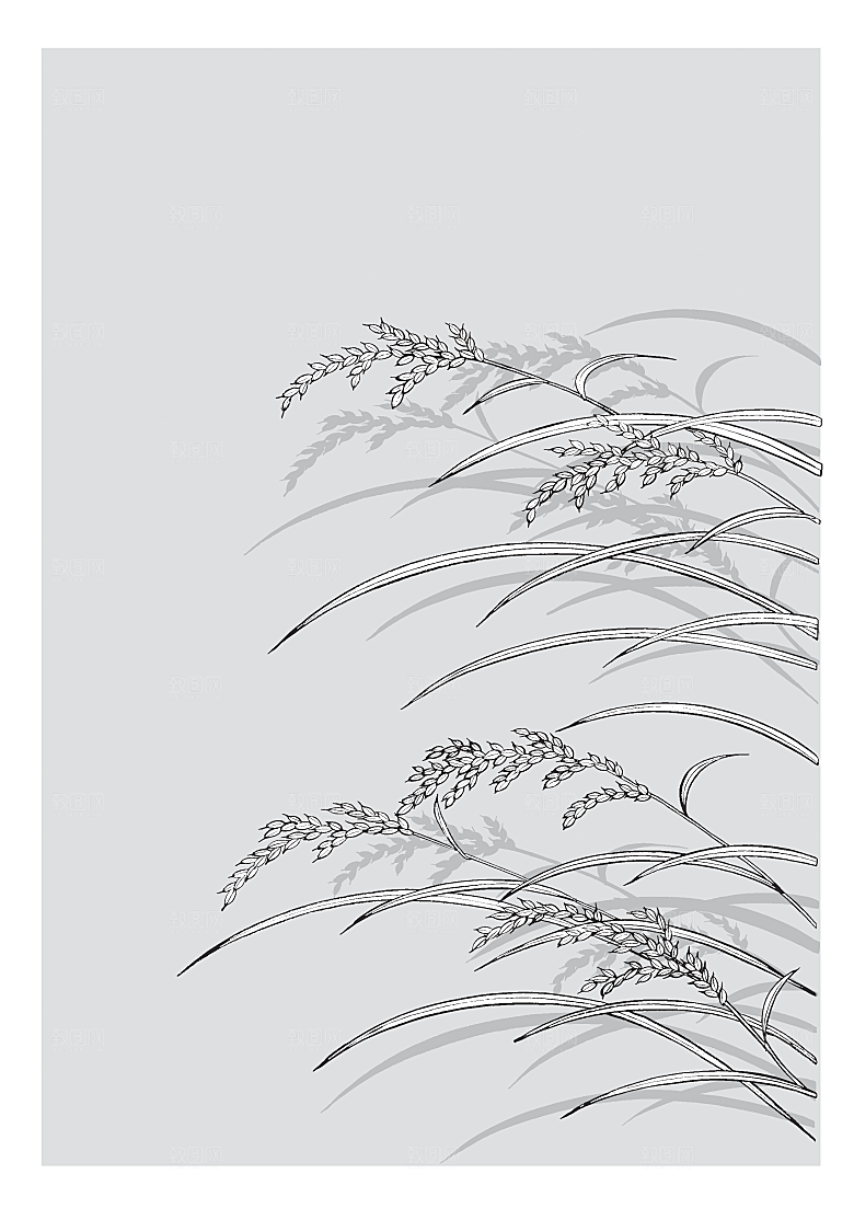 矢量鲜花日系线条花朵