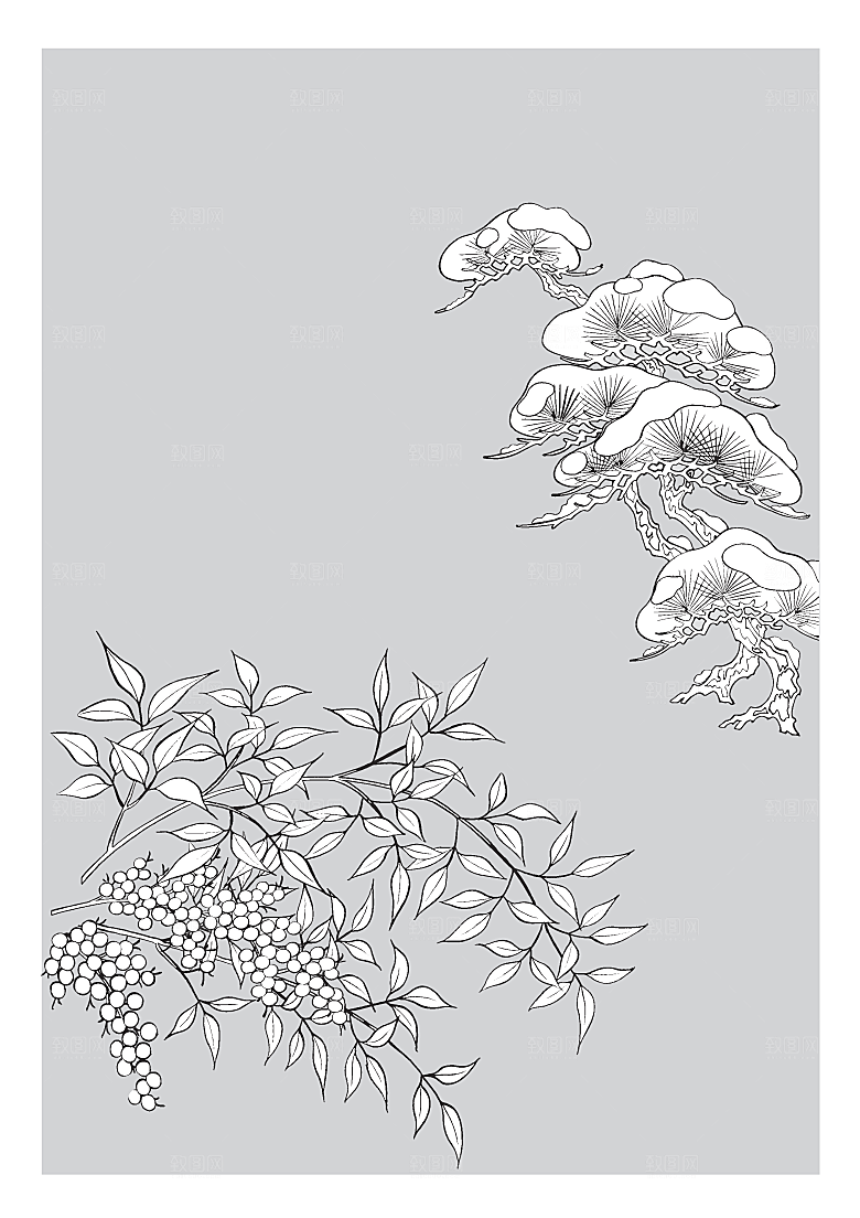 矢量日系手绘花朵