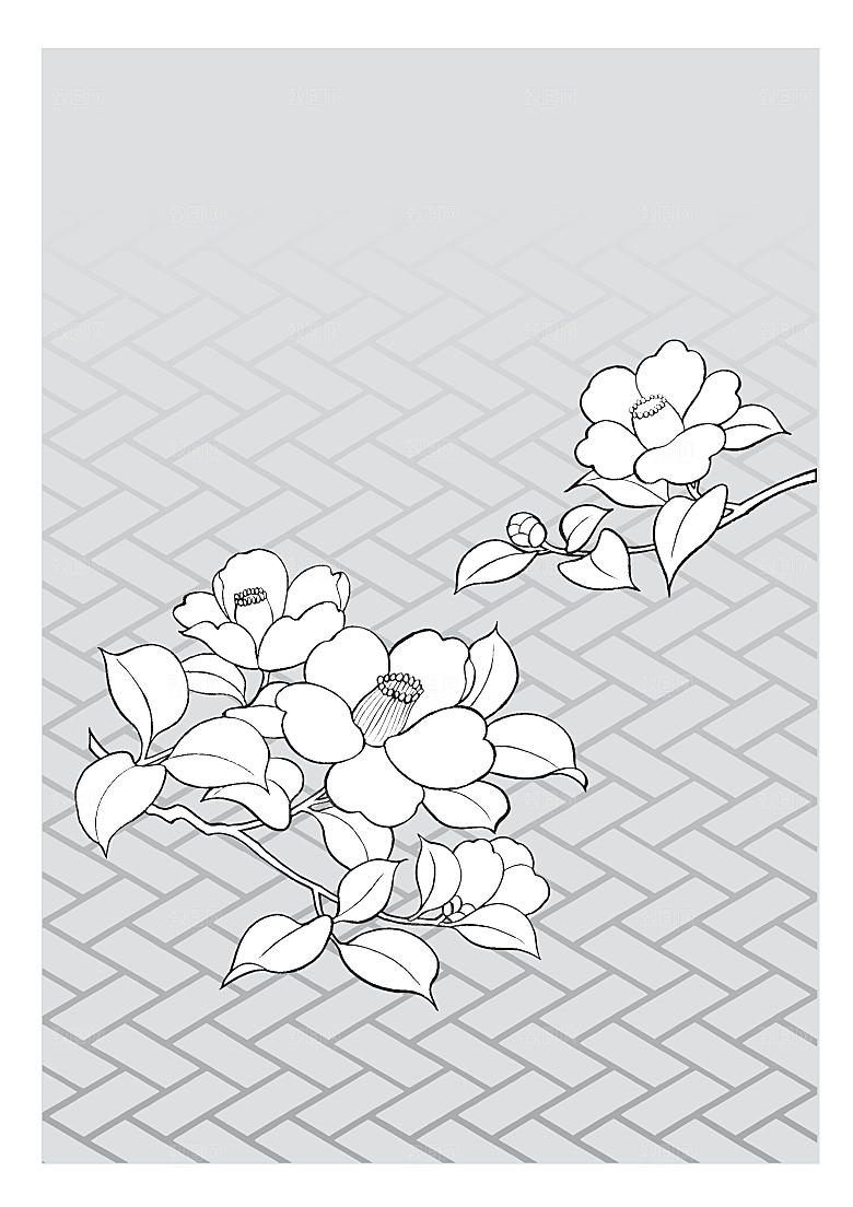 矢量日系手绘花朵