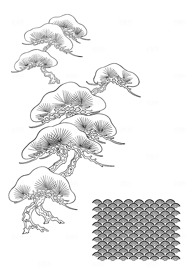 矢量线条花朵日系花卉
