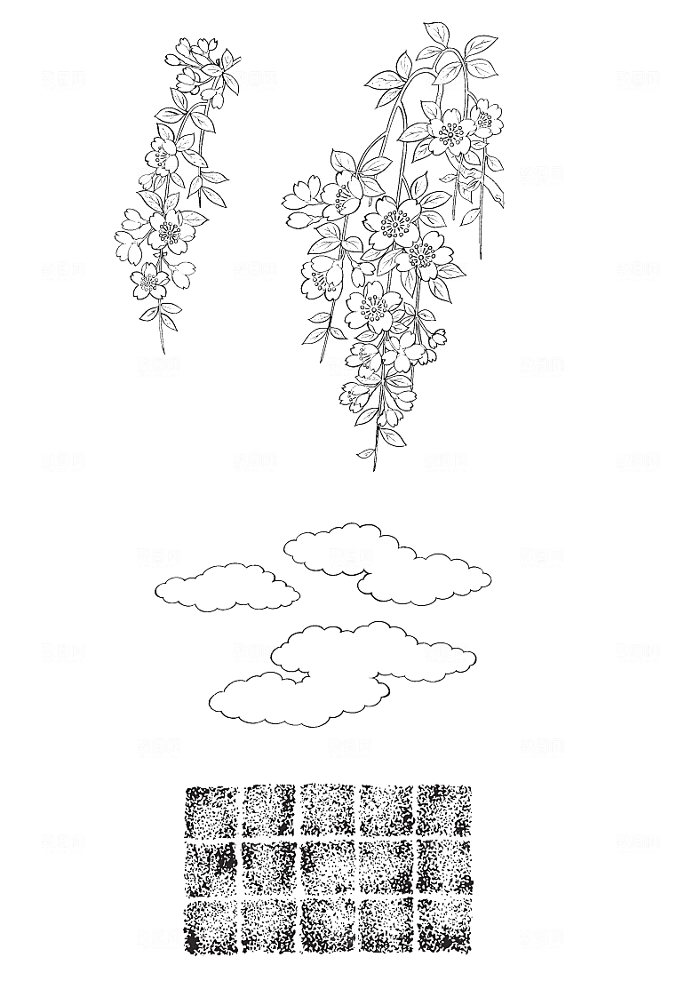 矢量线条花朵日系花卉