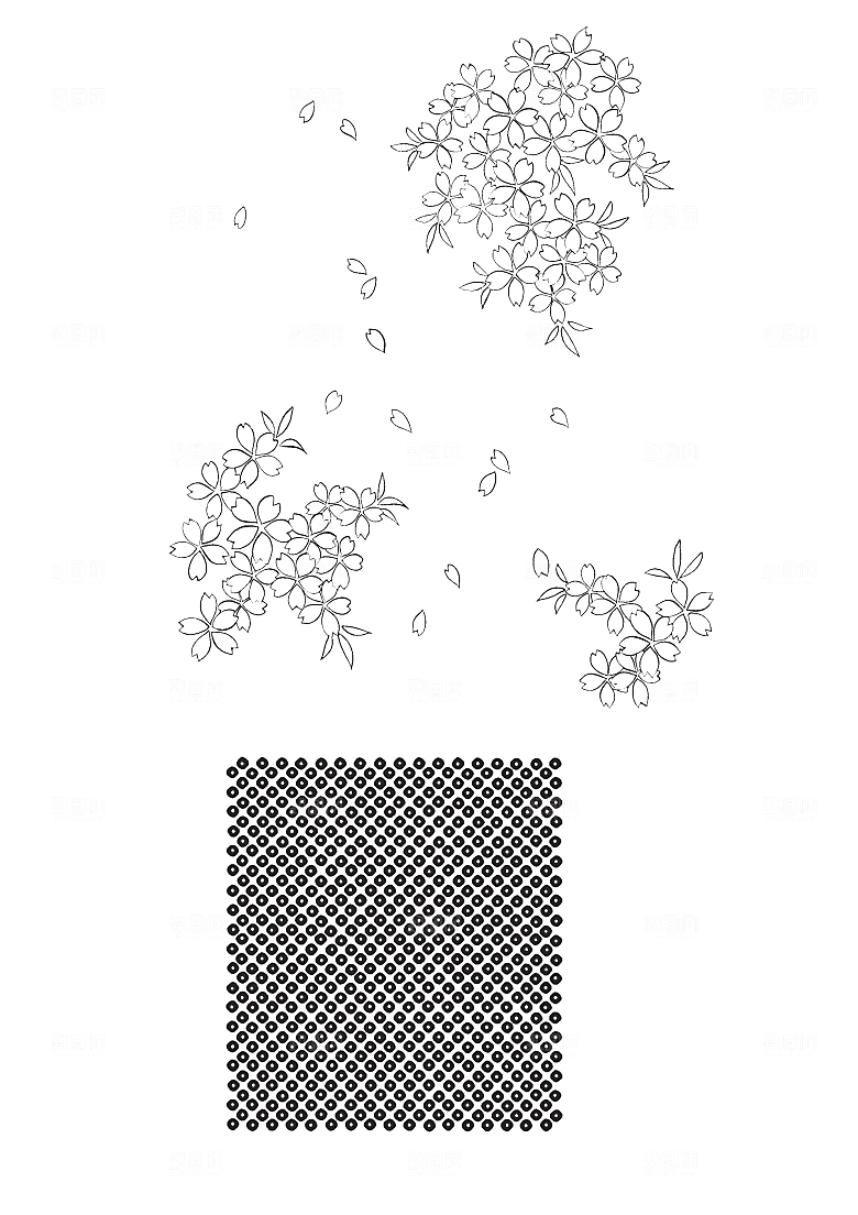 矢量线条花朵日系花卉