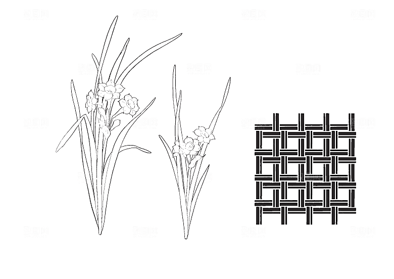日系矢量线条花卉素材