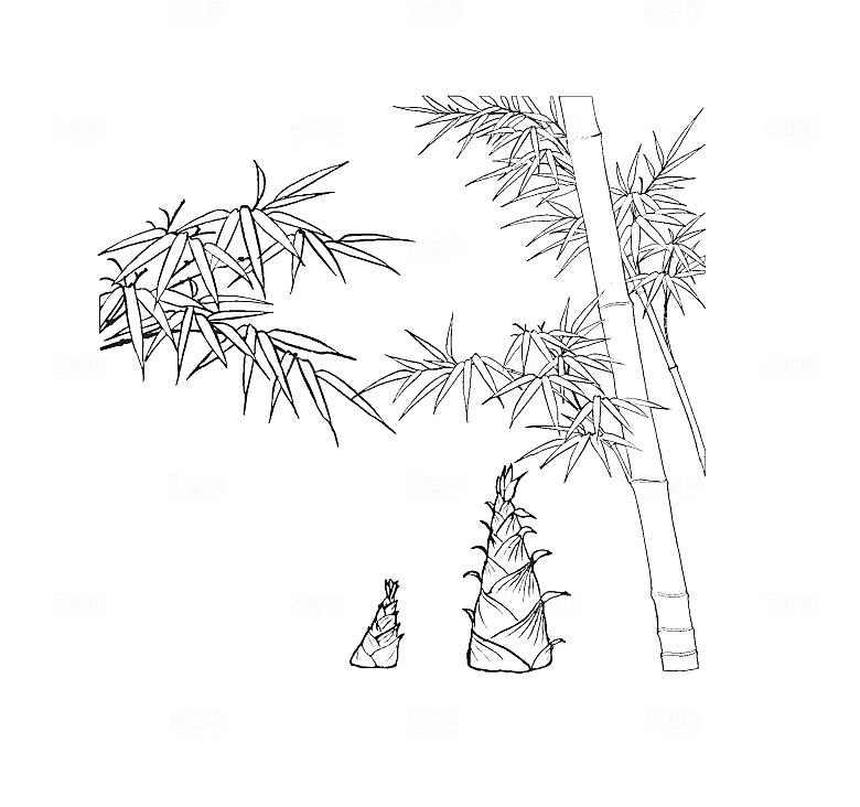 日系矢量线条花卉素材