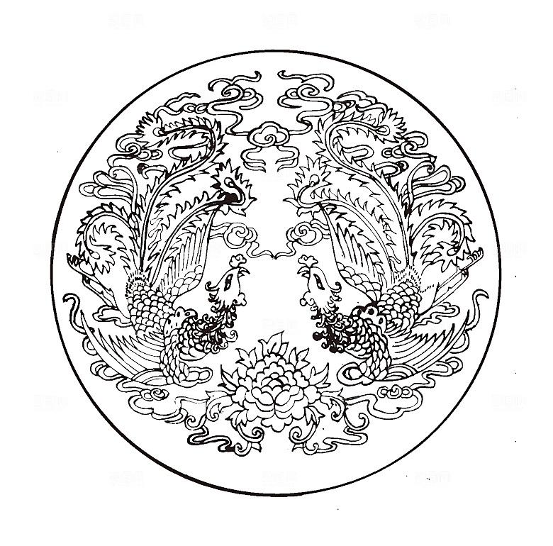 单色线条凤凰素材