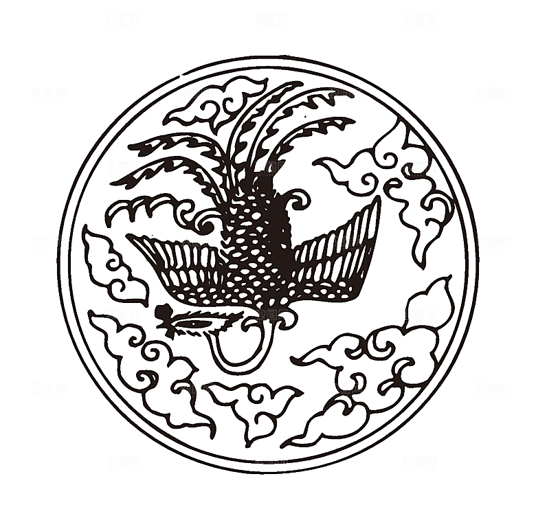 单色线条凤凰素材
