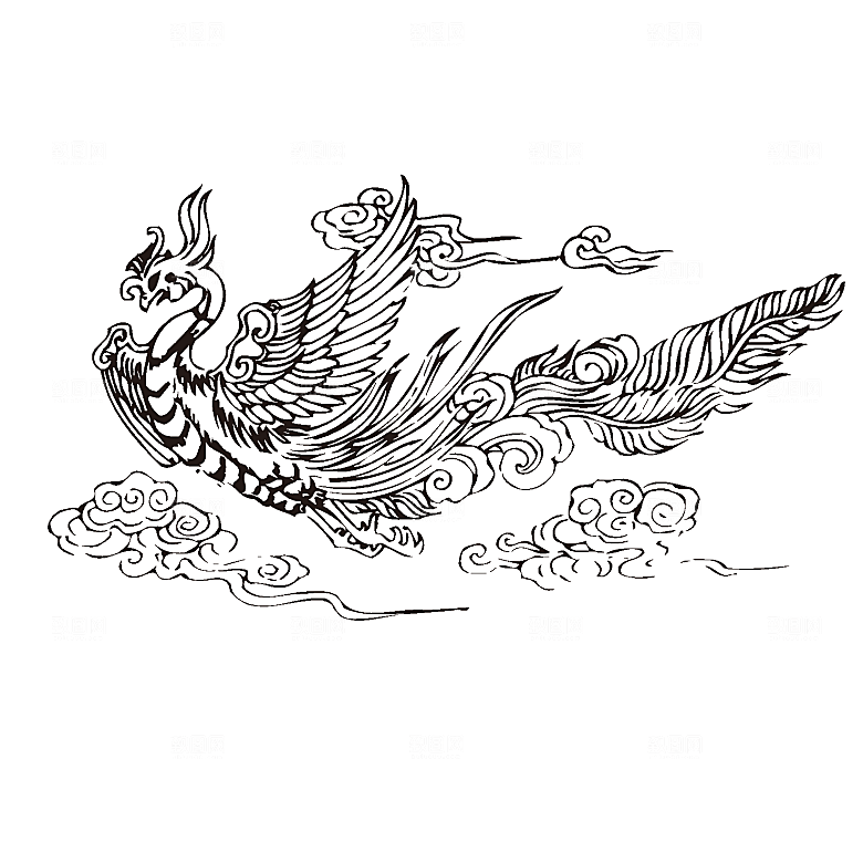 单色线条凤凰素材