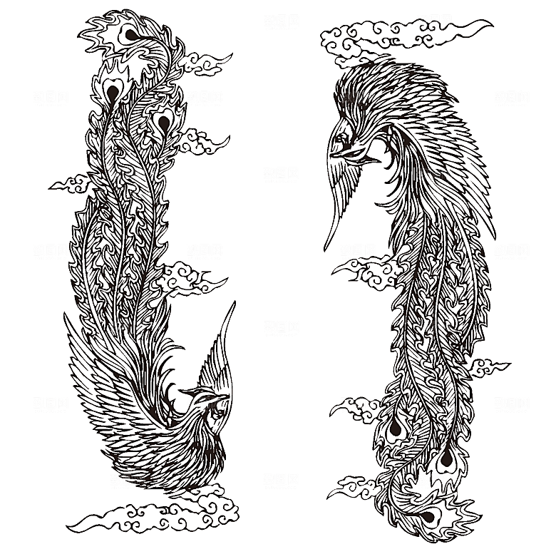 线条凤凰矢量素材