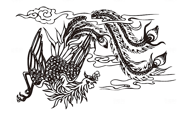 线条凤凰矢量素材