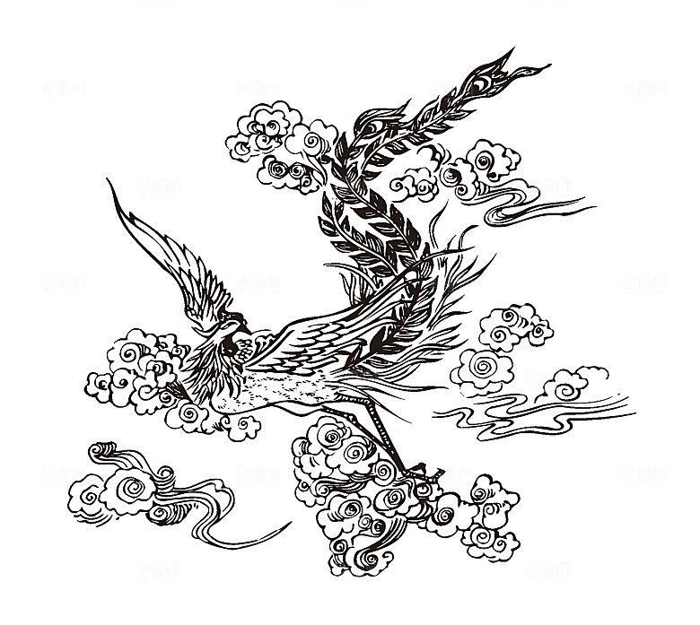 线条凤凰矢量素材