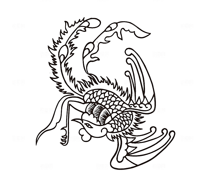 矢量凤凰手绘线条凤舞九天素材