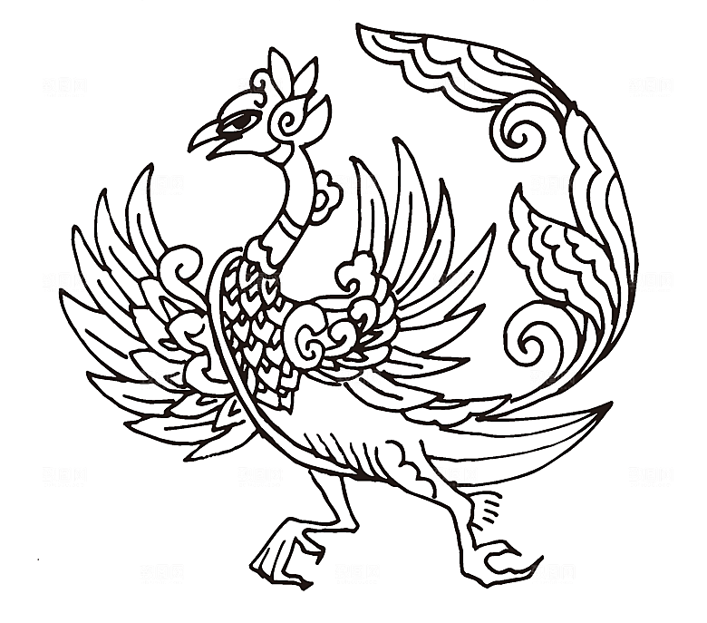 矢量凤凰手绘线条凤舞九天素材