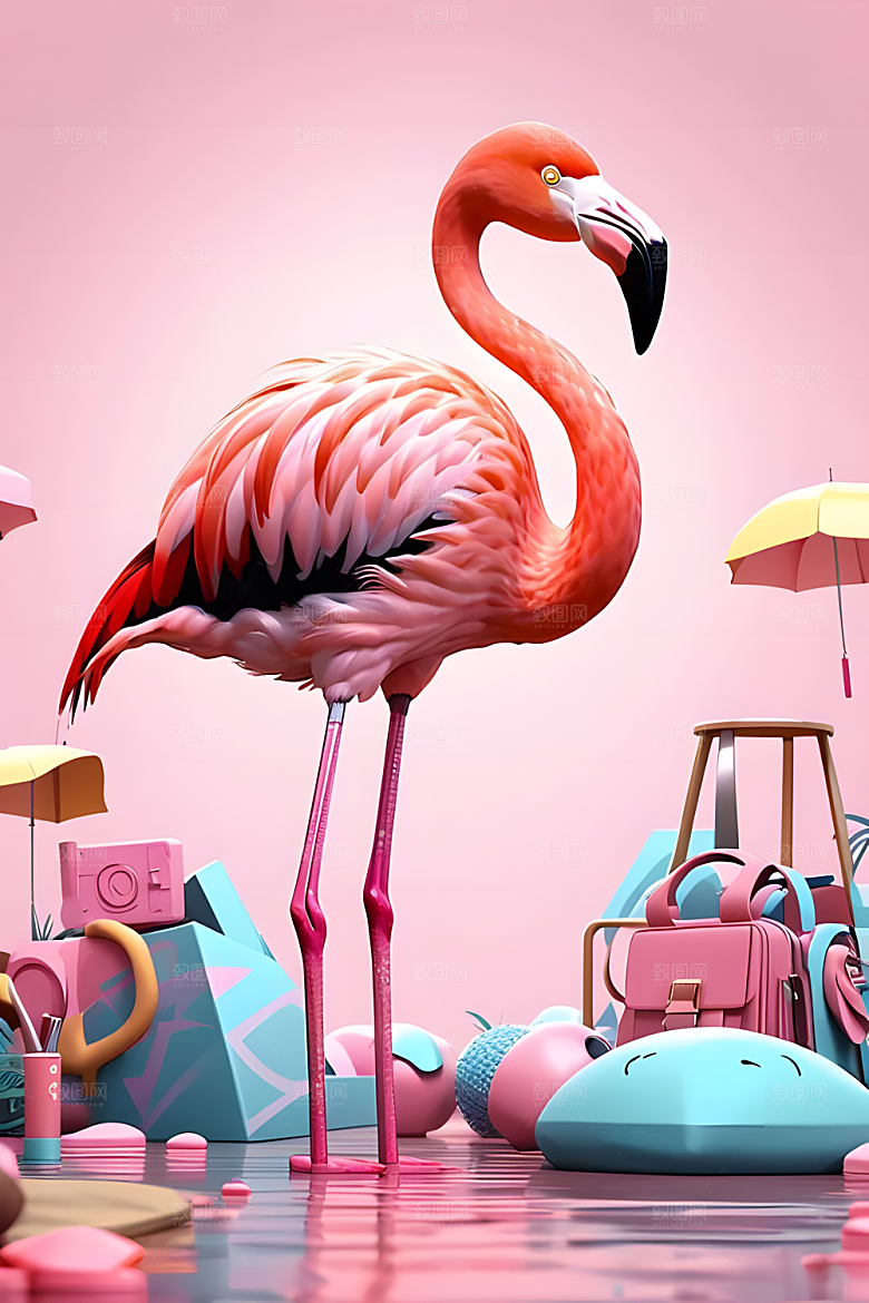 C4D风格动物图片
