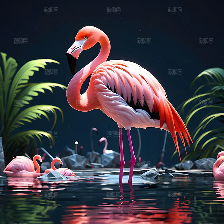 C4D风格动物图片