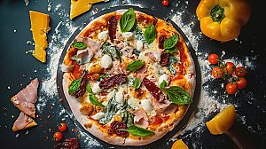 烤肠美食披萨西式香肠美味小吃快餐烤肉蔬菜