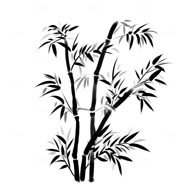 免抠水墨竹子插画