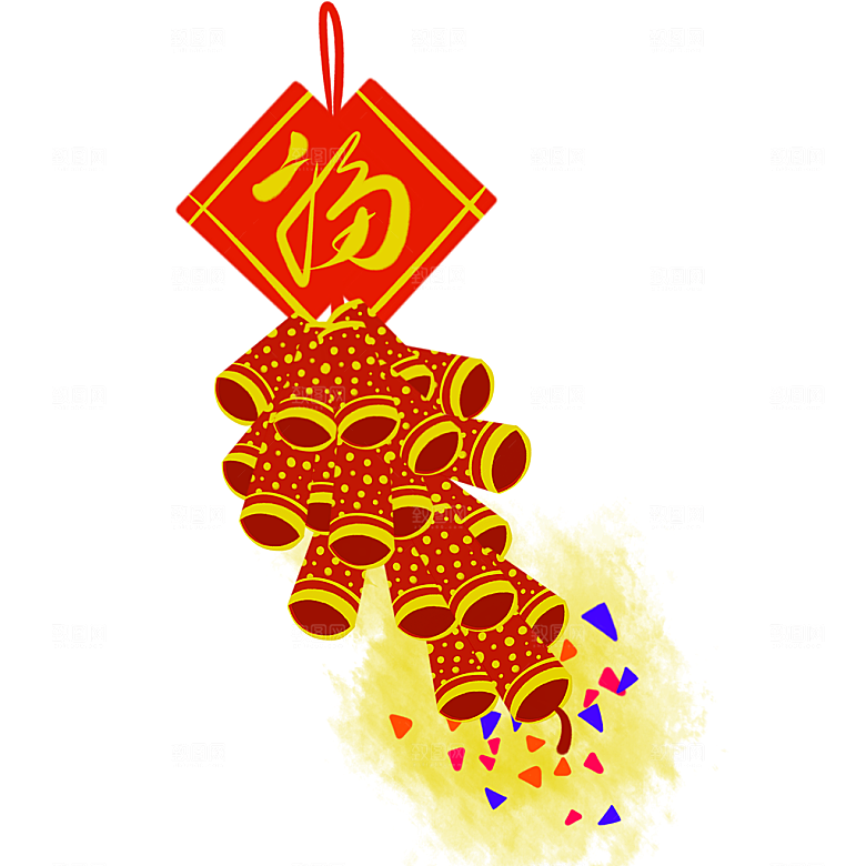 卡通鞭炮插画元素