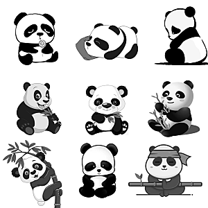 免抠卡通小熊猫元素