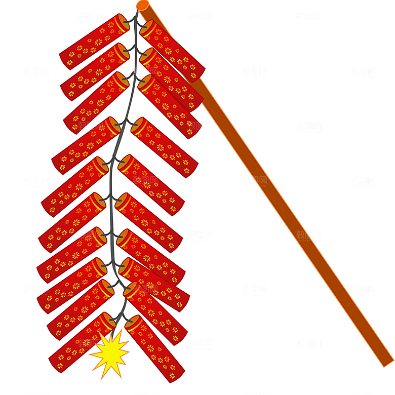 手绘卡通鞭炮插画