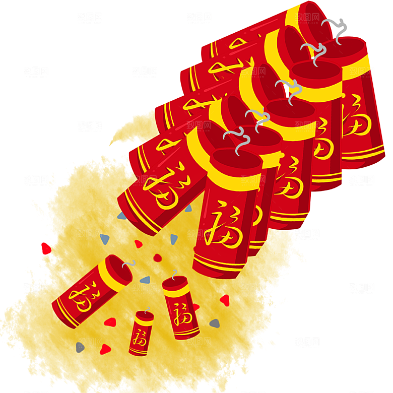 免抠卡通鞭炮元素