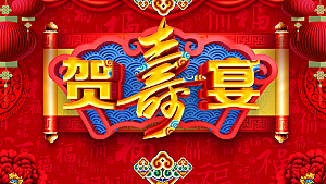 红色贺寿宴宣传海报