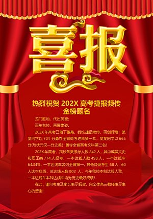 红色word高考喜报设计
