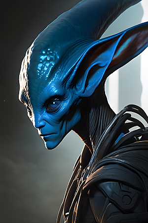 一个拥有蓝色长耳朵的外星人